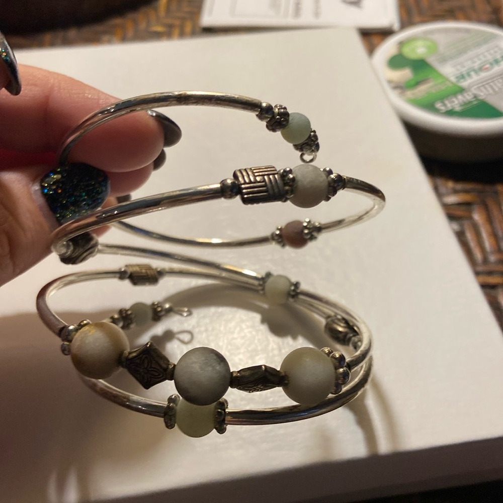 Silver wrap, bracelet, beaded balls, silver accent pieces